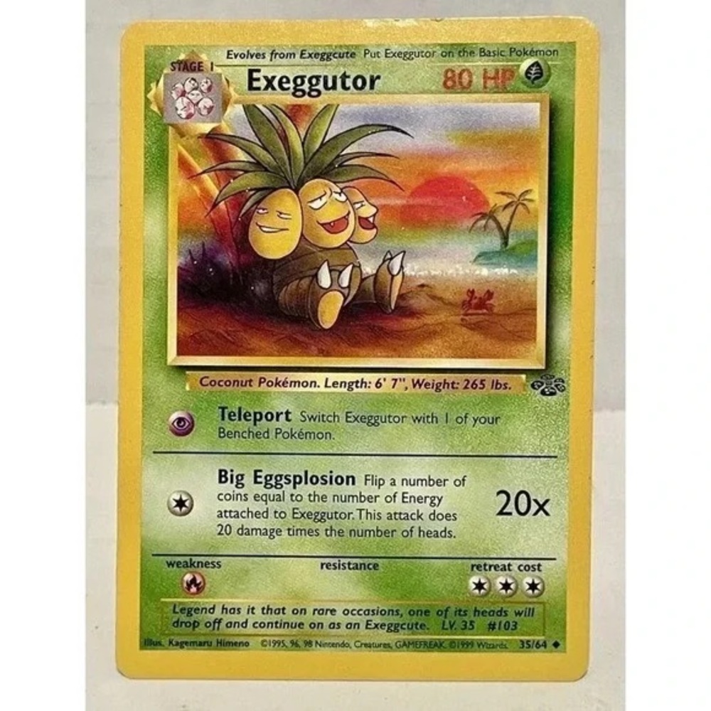 Pokemon Exeggutor Trading Card - Yellow and Green